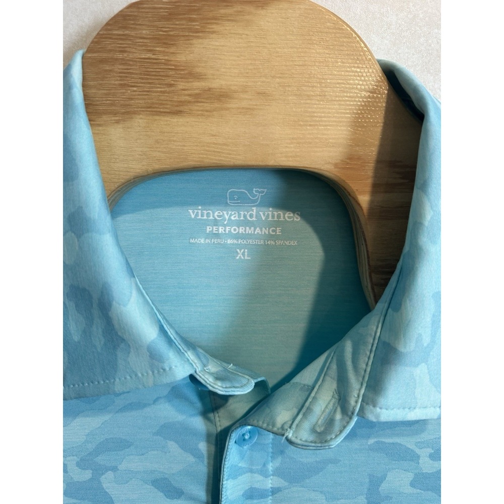 Vineyard Vines Shirt Men XL Blue Camo Performance Polo Short Sleeves - Picture 3 of 5